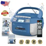 Versatile 9-in-1 Boombox CD Player & Cassette Combo with Bluetooth Connectivity