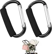 Pram Clips, 2 Pcs Pram Accessories, Pram Bag Clips, Toddlers Pram Pushchair Buggy Clips Thickening Foam Carabiner Shopping Diaper Bag Hanger Pram Caddy Accessories, Stroller Hooks by Baby (14 * 8CM)