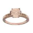 Rose Quartz Cushion Cut Ring Moissanite Accent 14k Rose Gold Dainty Silver Gift