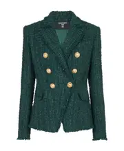 Balmain Double Breasted Tweed Jacket FR40 green