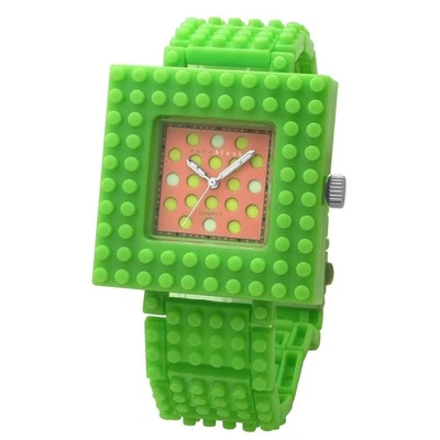 Nanoblock Decorative Wristwatch with Changeable Bezel Strap Green Pink Play
