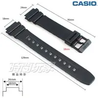 在飛比找PChome商店街優惠-18mm 24mm錶帶 CASIO 橡膠錶帶 黑色 錶帶 A