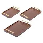 Wooden Serving Tray, Coffee Table with Metal Handles, Elegant Snack Tray,