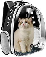 Cat Backpack Carrier, Pet Cat Carrier with Ventilated Design for Carrying Puppy Cats, Pet Carrier Backpack for Traveling/Hiking/Camping/Outdoors Airline Approved Travel Carrier (Black)