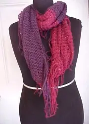 Womens Scarf D&Y Choose Your Style Purple Rose Sequins Crocheted Multi Loop New