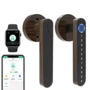 Fingerprint Handle Door Lock Wood Grain Metal Smart Door Lock Levers Keyless ...