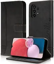 [AsWant] Mobile Phone Case for Samsung Galaxy A13 4G Case - Premium Leather Flip Case Wallet Samsung A13 Case, Card Slot Magnetic Buckle Holder Protective Case Samsung Galaxy A13 (Black)