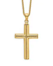 Bloomingdale's Fine Collection Men's Beaded Cross Pendant Necklace in 14K Yellow Gold, 20 - Exclusive