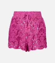 [Farm Rio] Farm Rio High-rise cotton lace shorts AU 16 pink