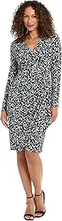 [London Times] Women's Jersey Faux Wrap Dress Workwear Versatile Polished Flattering Comfortable Office Chic
