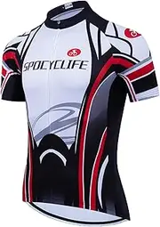 [spocyclife] Cycling Jersey Men Short Sleeve Mens Bike Shirts with Pockets Full Zipper Bicycle Clothing Breathable Quick Dry
