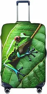 [Pvinnk] Frog Leaves Print Protective Luggage Cover Elastic Washable Suitcase Protector Travel Gear Protector, White, Large