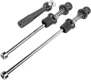 Bike Locking Skewers Solid Alloy, Anti Theft Quick Release Set, Survival Whistle Mountain Road Folding, Aluminum Alloy Black, 1 Pair (Black)