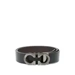 [Ferragamo] Ferragamo Gancini Silver-tone Hardware Belt 105 CM BLACK/BROWN
