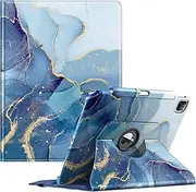 Fintie Rotating Case for iPad Pro 12.9-inch 6th Generation 2022-360 Degree Swiveling Protective Cover with Pencil Holder, Auto Sleep/Wake, Also Fit iPad Pro 12.9" 5th/4th/3rd Gen, Ocean Marble