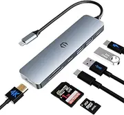 Tiergrade USB C Hub Multiport Adapter, 7-in-1 USB C Docking Station with HDMI, 100W PD Charging Port, 2 USB 3.0, USB C 3.0, SD/TF Card Reader for Chromebook Pixel, Dell XPS