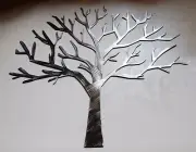 Winter Oak Tree - Metal Wall Art - Silver 14" x 15"