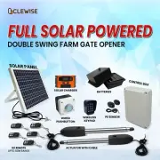 Full Solar Powered Double Swing Farm Gate Opener Automatic Motor 40W