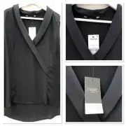 NEW NEXT Size 14 UK Black Sheer Polyester Chiffon Style Sleeveless Top Blouse