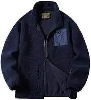 [ZHANGSHAOHUA] Unisex Lambswool Coats Mens Womens Fleece Jackets Teen Couples Thermal Clothing, Navy, Large