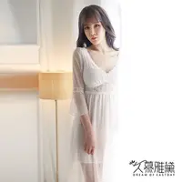 在飛比找PChome24h購物優惠-久慕雅黛 浪漫蕾絲透紗長裙睡衣。白色