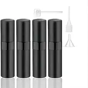 4Pack/8ml Travel Perfume Atomizer Refillable for Men & Women Empty Spray Bottle (Black)