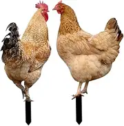 TINEASUR Garden Decor Kit 2pcs Acrylic Chicken Stake Decorations for Outdoor Yard Art