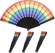 Luxshiny Pcs Iridescent Rainbow Folding Fans Portable Handheld Fans for Everyone Stage Dance Performance