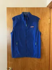 Vineyard Vines Grid Fleece Vest Aviator Blue Green Pull Strings Mens NWT XL 2014
