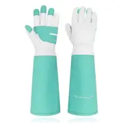 Long Sleeve Cowhide Gardening Gloves Thorn Proof Rose Pruning Work Gloves Yard