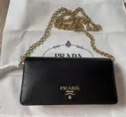 BNWT Auth Prada Mini Bandoliera saffiano Metal Wallet on Chain Crossbody 1DH029