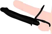 Strap On Penis Butt Plug Silicone Penis Rings Double Penetration Dildo Vibrator with Cock Ring Delay Anus Plug Massager for Adult Man Women Couples Erotic Anal Sex Toys (Black)