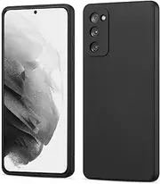 UEEBAI Case for Samsung Galaxy S20 FE 5G, Slim Liquid Silicone Case Shockproof Full Body Protection Phone Case with Anti-Scratch Microfiber Ultra Slim Soft Rubber Cover Cute Bumper - Black