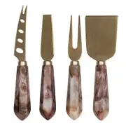 4pc Tempa Marlow Polyresin Cheese Knife/Fork Set Cutlery Slicer Utensil Espresso