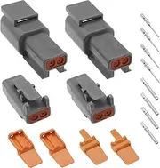 ECSiNG 2 Sets DTM Series 2 Pin Way Connector Kit Male & Female Electrical Wire Connector Plug DTM06-2S & DTM04-2P for Automobiles Motorcycles Trucks Boats