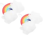 IWOWHERO Family-friendly 2 Pack Bubble Shower Balls Skin Bath Balls Rainbow Shower for Boys and Girls Bath Time Fun