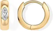 [PAVOI] 14K Gold Plated 925 Sterling Silver Cubic Zirconia Huggie Earrings | U-Shaped Snake Solitaire Small Round Huggie Stud Fashion Hoop Earrings for Women