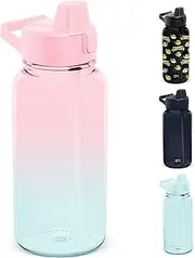 Simple Modern 32oz Water Bottle with Silicone Straw Lid & Motivational Measurement Markers | Reusable BPA-Free Tritan Plastic Lightweight Sports Bottles for Gym | Summit Collection | Sweet Taffy