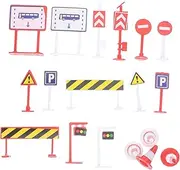 BRIGHTFUFU 6 Sets Roadblock Traffic Sign Road Tape for Cars Lights Road Signs for Traffic Light Signs Road Signs Flash Cards Car Parking Games Barricade Abs
