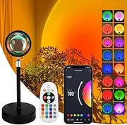 [VIPMOON] Sunset Lamp Projection with App Control 16 Colors Changing 360° Rotation Sunset Projector Modern Floor Stand Night Light for Gift, Selfie, Bedroom, Photography, Party-Metal Aluminum