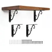 4 Pcs Decorative Shelf Brackets, 8" x 5" Floating Shelf Brackets, Black