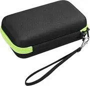 HAMPPLIES 1Pc Portable Shockproof Bag for Carrying Case with Zipper and Lanyard Protective Storage Black with Green Zipper