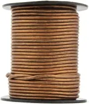 Xsotica® Bronze Metallic Round Leather Cord 2mm 25 meters (27 yards)