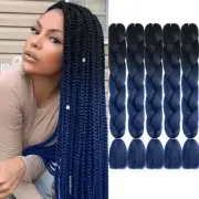 AFNOTE Ombre RED NOT BLUE Braiding Hair Extensions 24 Inch 5 Packs Synthetic