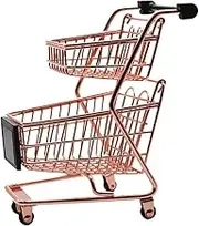 Mini Shopping Cart Dual Desk Trolley for Cute Metal Utility Cart for Items Decorative Storage for Home Office