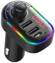 VR Robot FM Transmitter Adapter for Car, RGB Ambient Light Bluetooth 5.0 Wireles