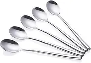 Spoons,Pack of 5, Long Handled Soup Spoons,Silver (8.7x1.6 inches).