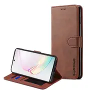 For Samsung Galaxy Note 10 Case, SupRShield Wallet Leather Flip Magnetic Stand Case Cover (Coffee)