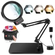 10X 30X Large Magnifying Glass with Light and Stand, 5-inch Lighted Magnifier...
