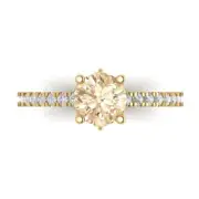 1.54 RD cathedral Natural Morganite Promise Bridal Wedding Ring 14k Yellow Gold